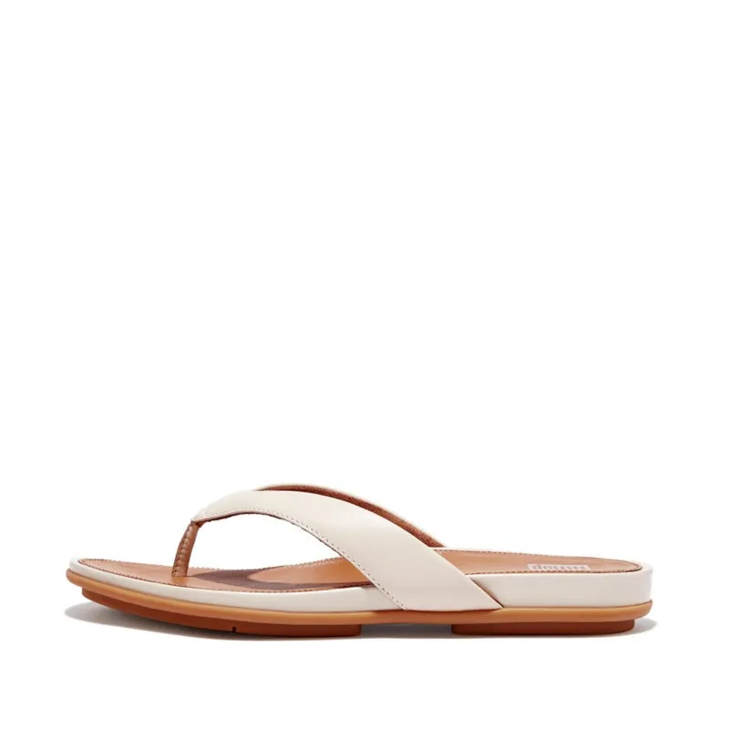 Fitflop - gracie leather flip-flops stone beige - drop 11