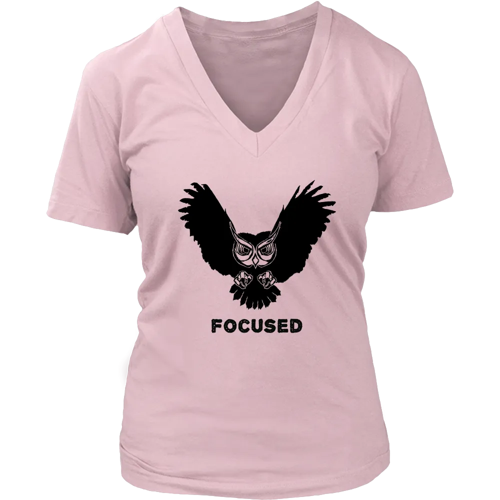 Focused Owl Women's V-Neck T-Shirt