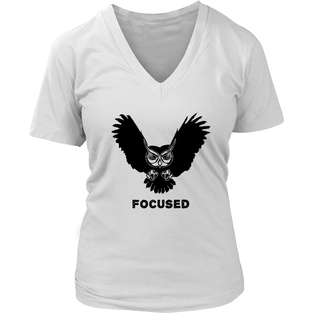 Focused Owl Women's V-Neck T-Shirt