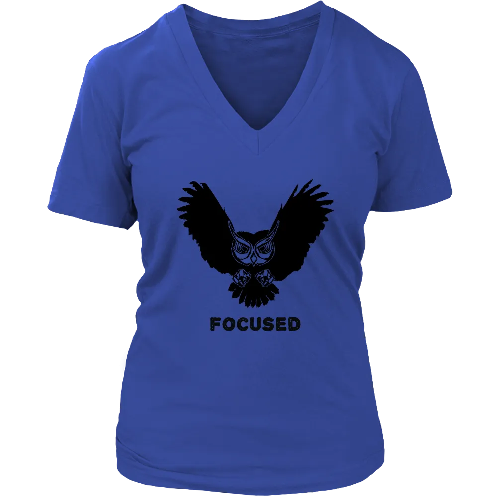 Focused Owl Women's V-Neck T-Shirt