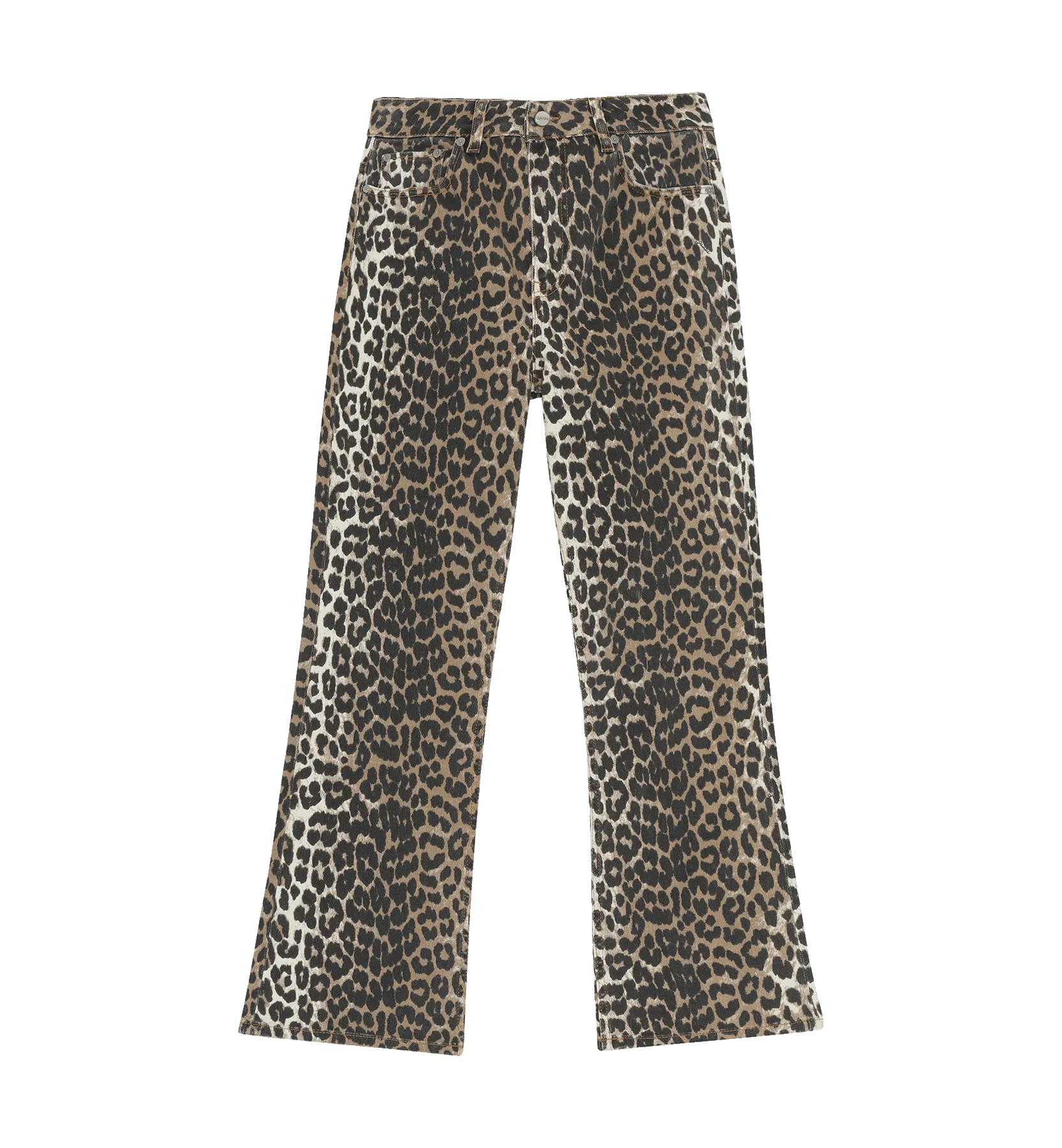 GANNI Leopard Print Denim Betzy Cropped Jeans