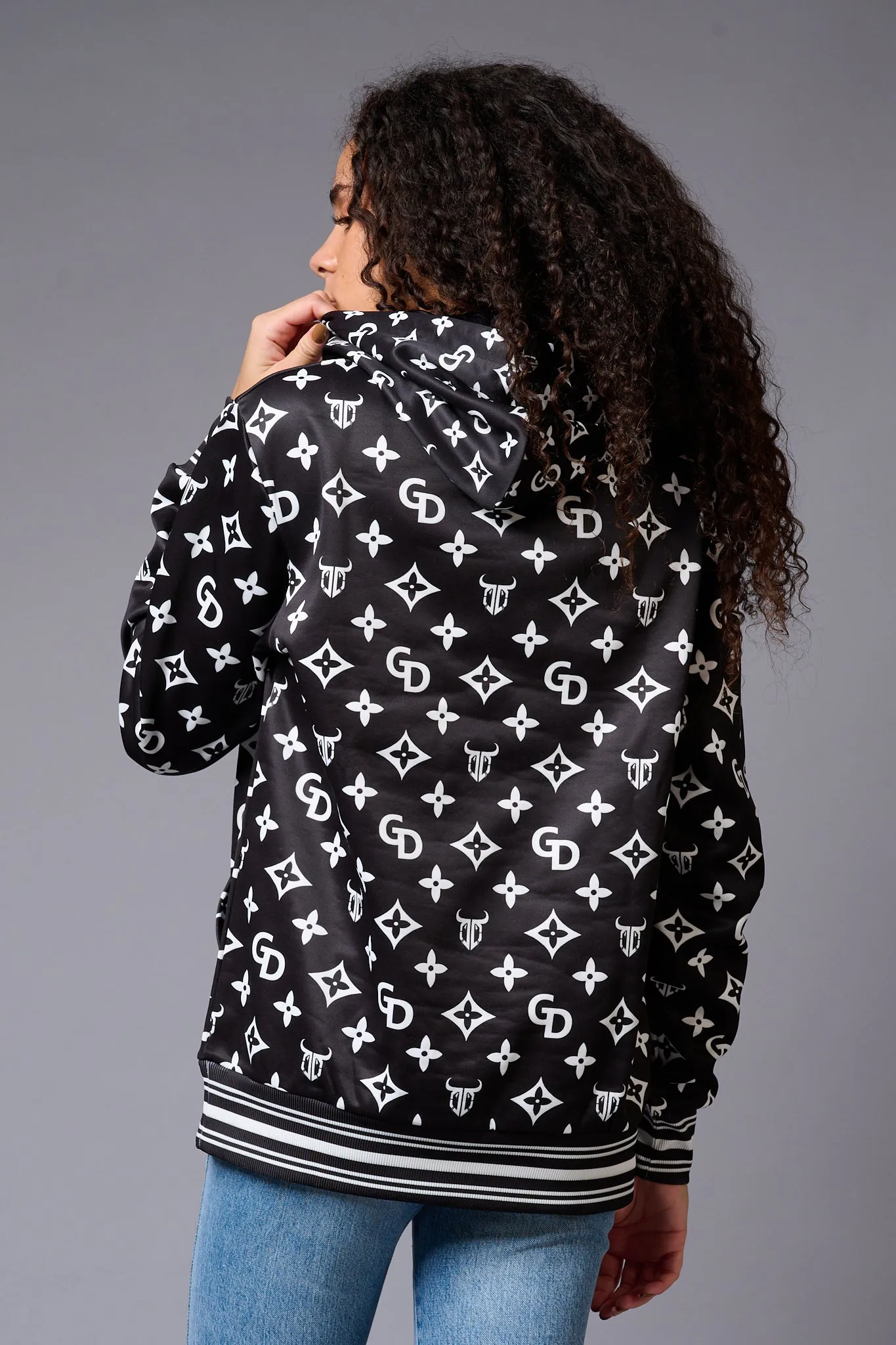 GDPrinted Black Hoodie for Women