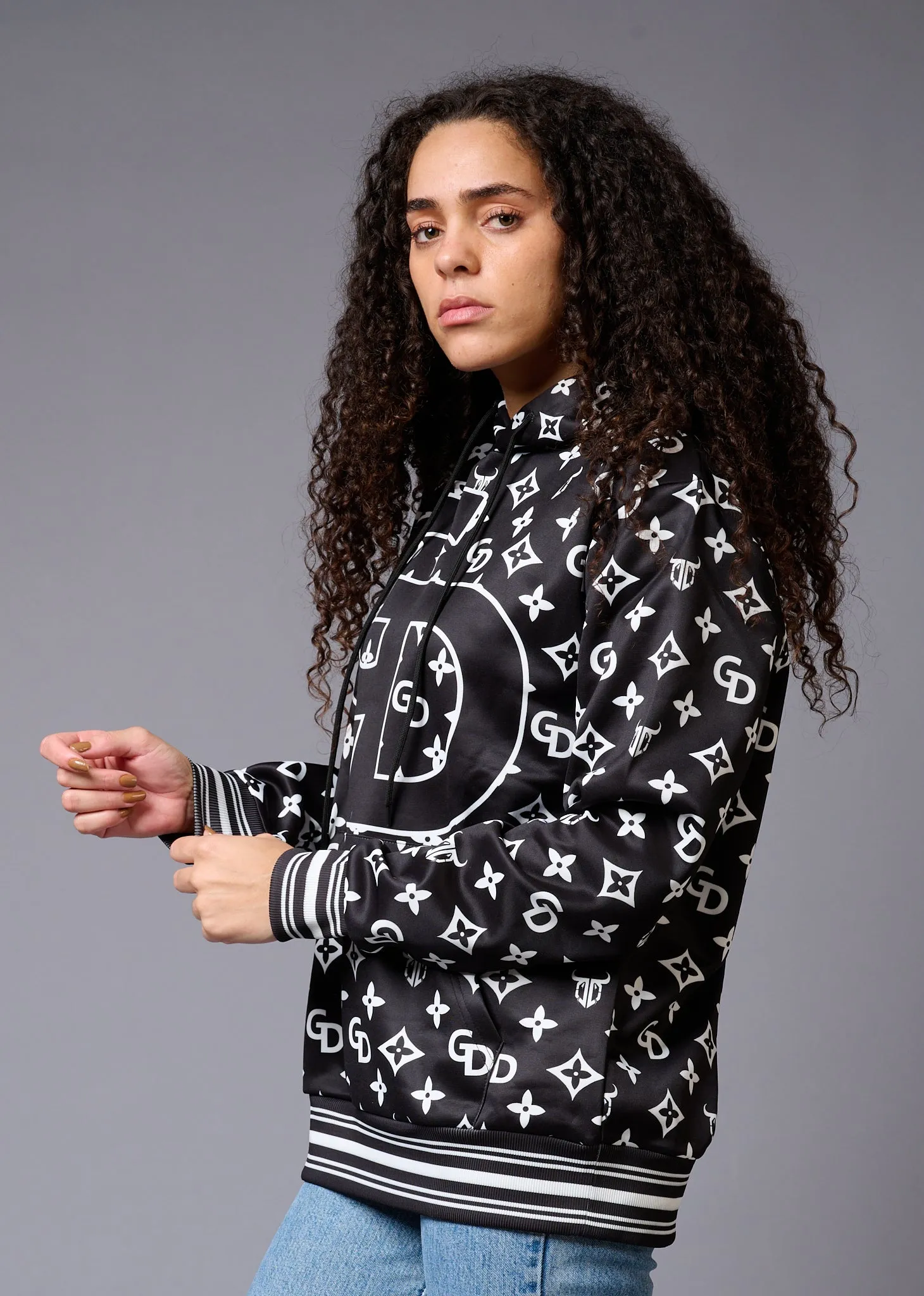 GDPrinted Black Hoodie for Women