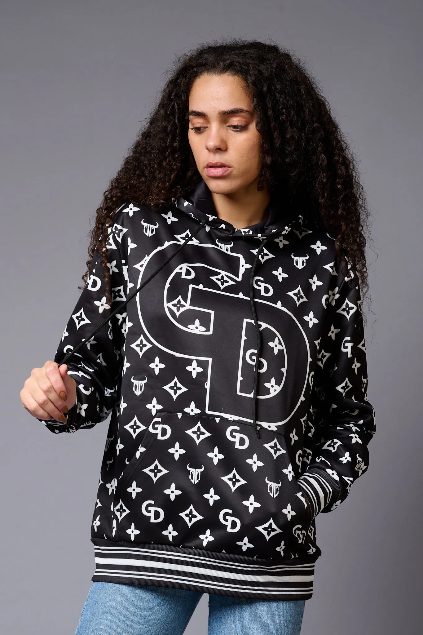 GDPrinted Black Hoodie for Women