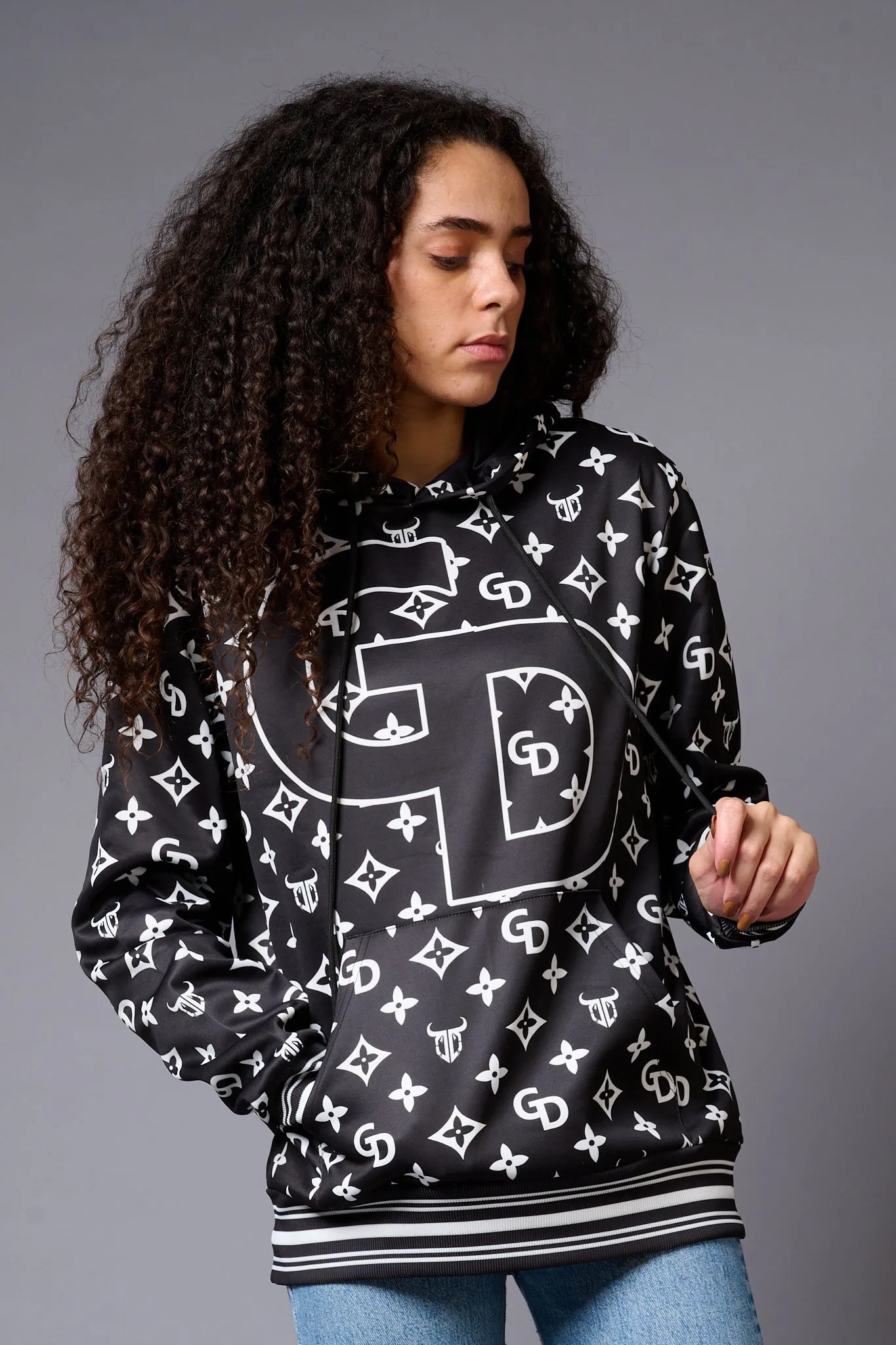 GDPrinted Black Hoodie for Women