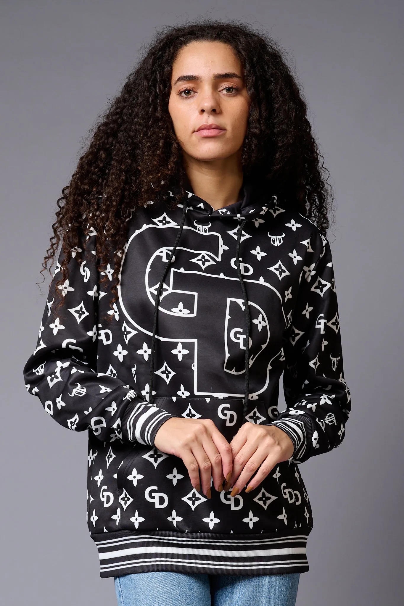 GDPrinted Black Hoodie for Women