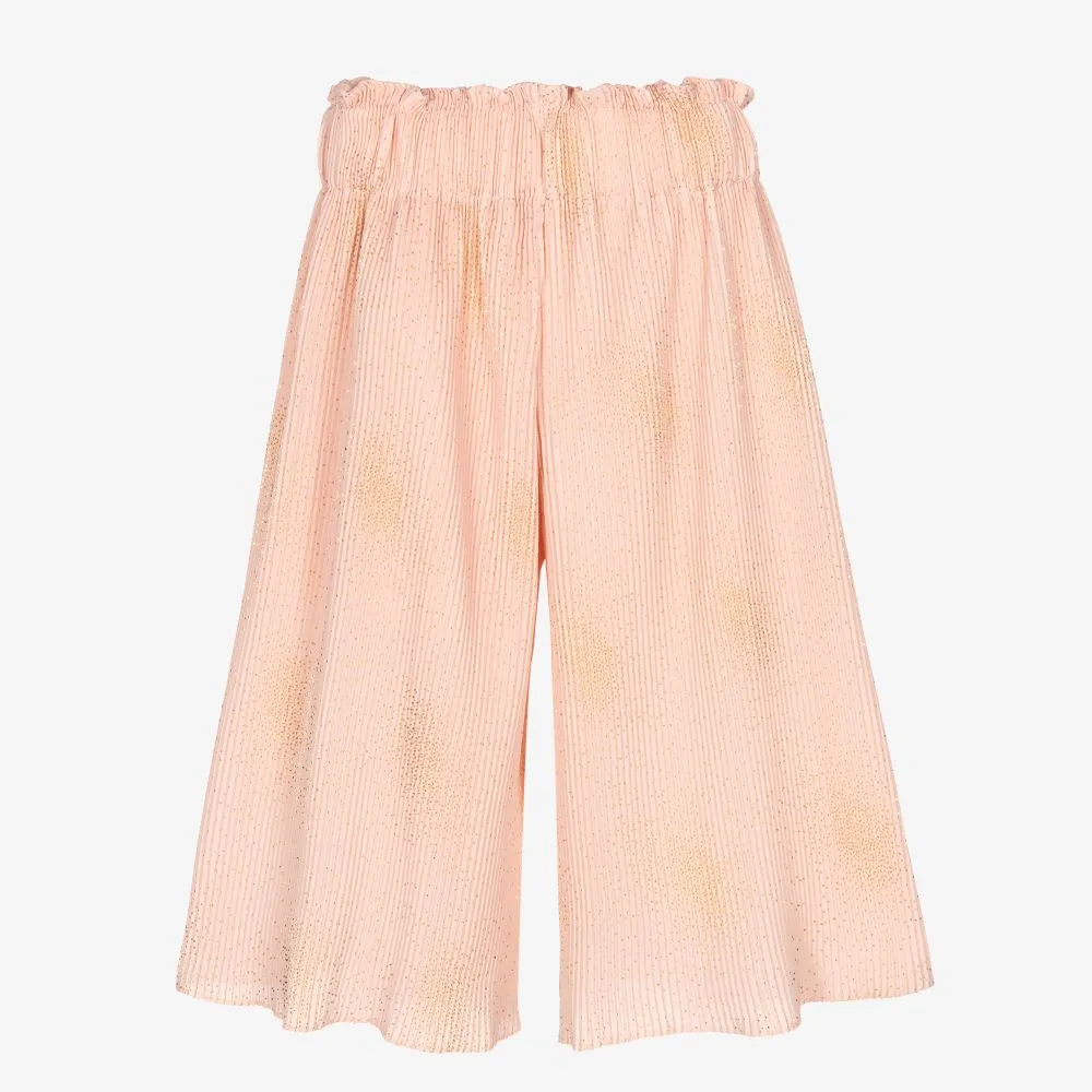 Girls Pink Pleated Culottes