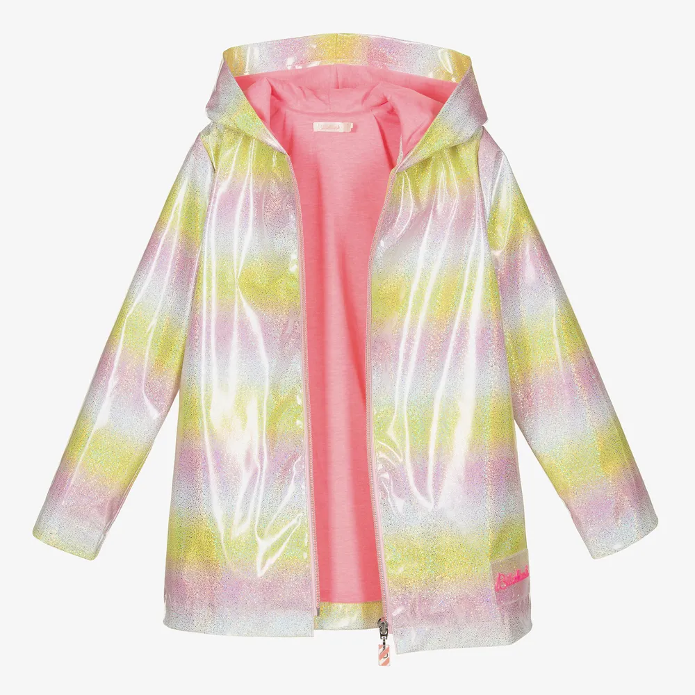 Girls Yellow Glitter Raincoat