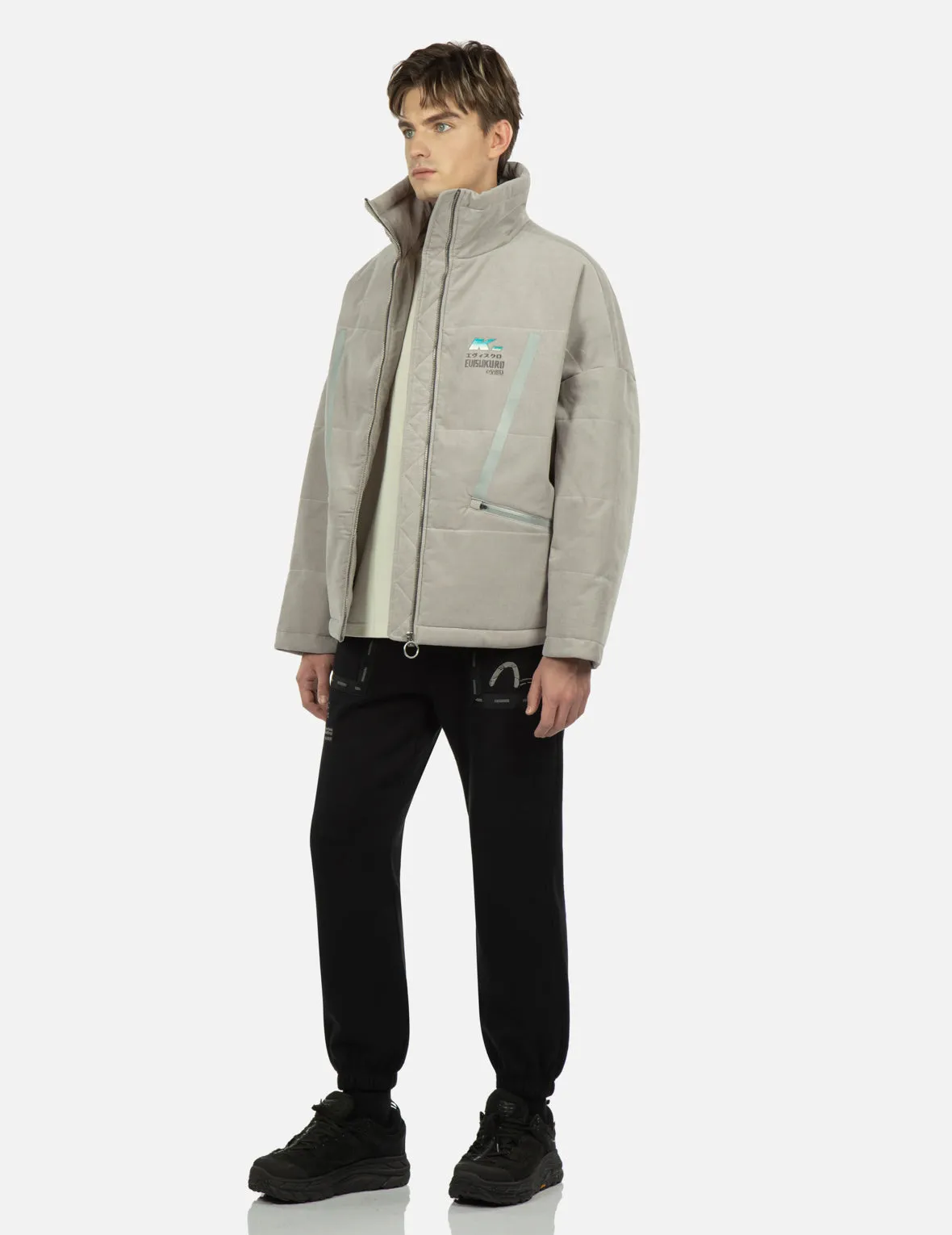 Gredient Seagull Embroidery Padded Jacket