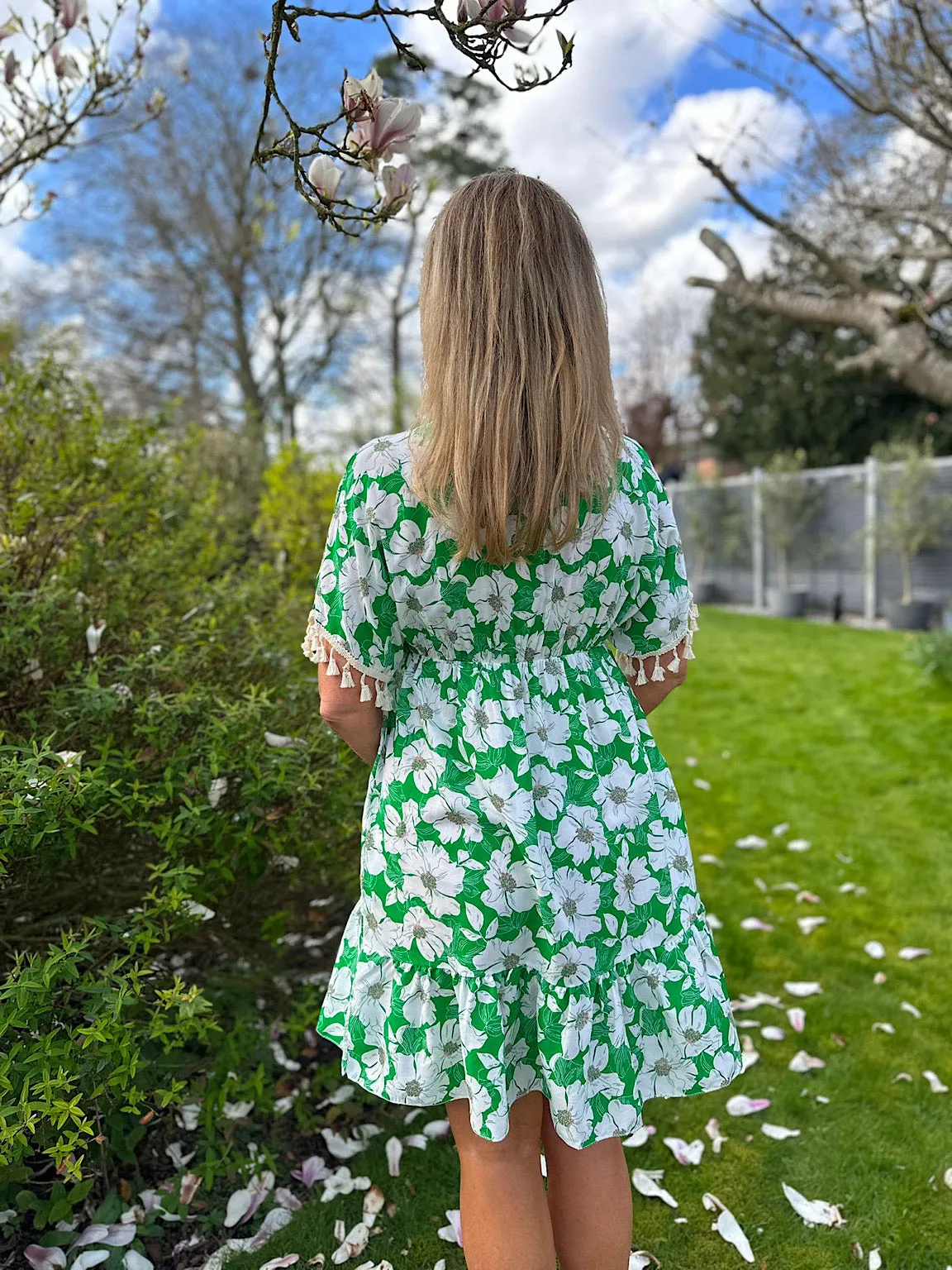 Green Floral Tassel Dress Polly