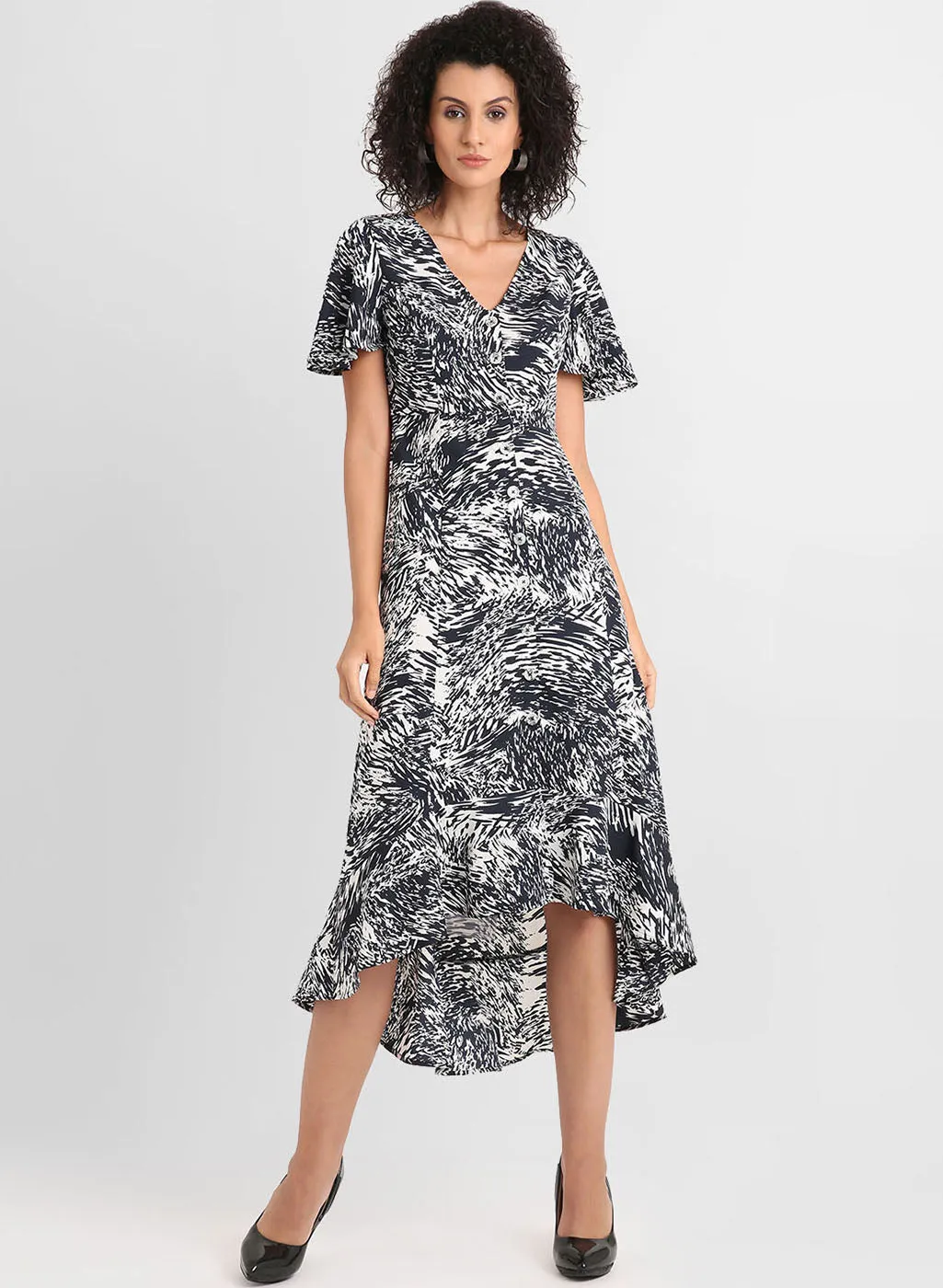 Half Sleeves Printed Dress