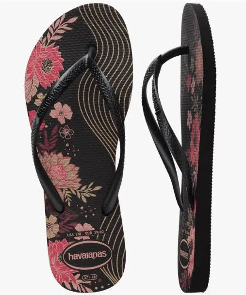 Havaiana Slim Organic Flip Flops - Black/Black