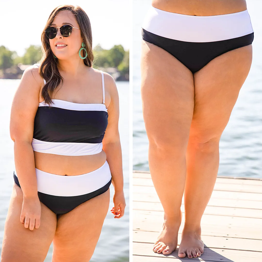 Hidden Islands Swim Bottoms, Black-White