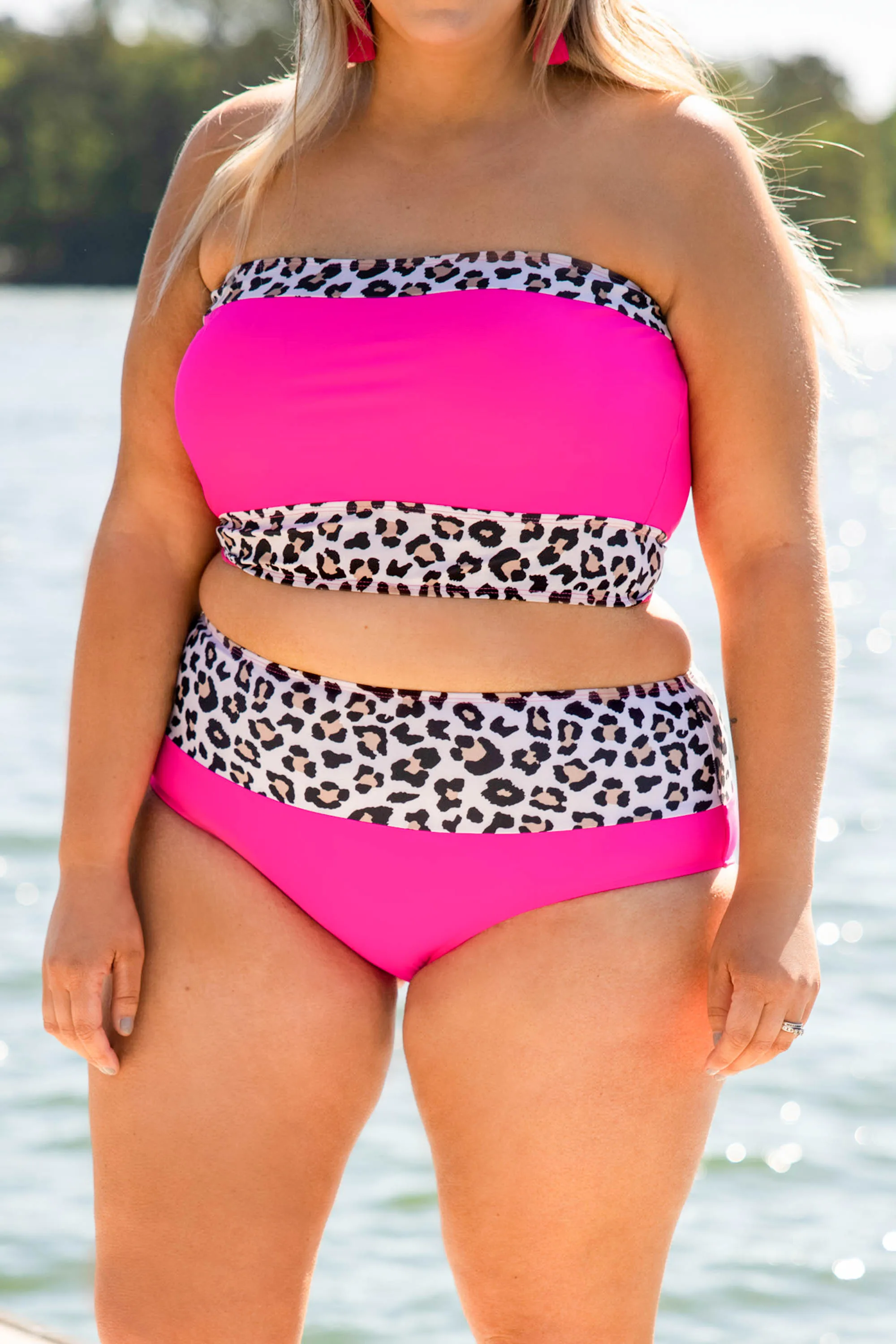 Hidden Islands Swim Bottoms, Neon Pink