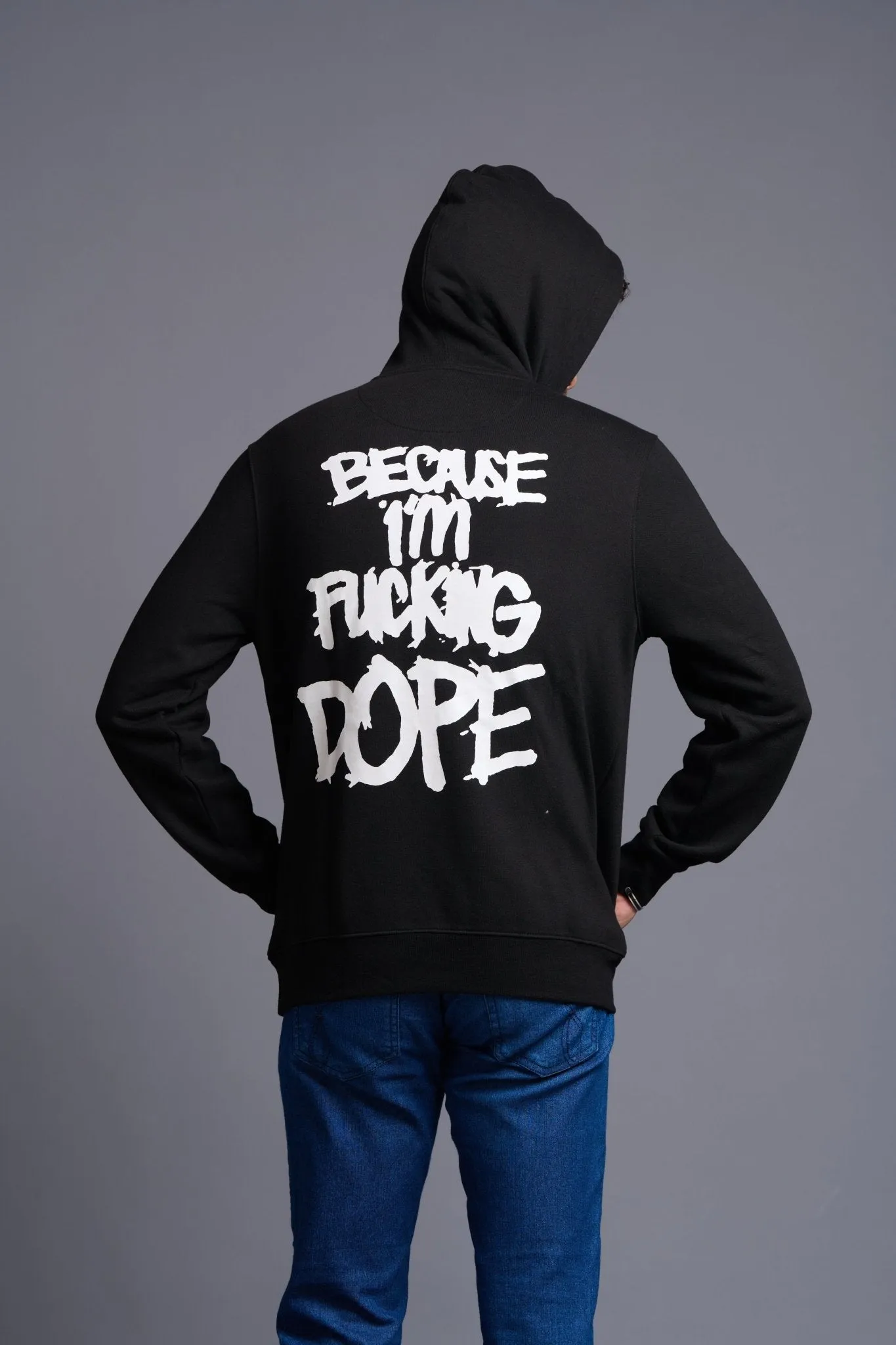 I'm Funking Dope Printed Black Hoodie for Men