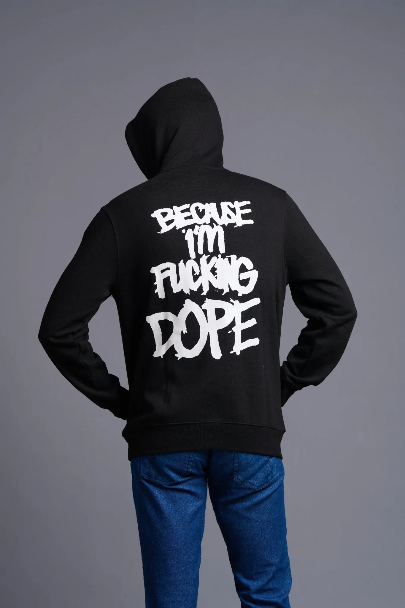 I'm Funking Dope Printed Black Hoodie for Men