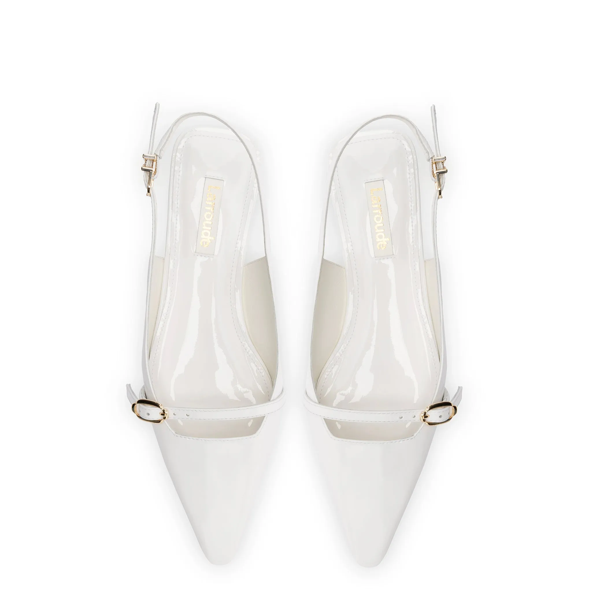 Ines Flat In White Patent Leather