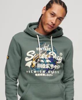 Japanese Vintage Logo Graphic Hoodie | Goblin Blue