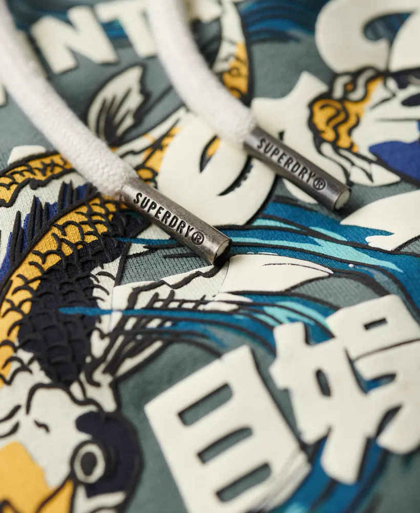 Japanese Vintage Logo Graphic Hoodie | Goblin Blue