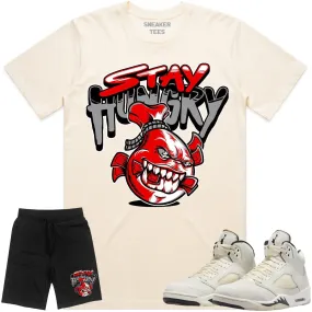 Jordan 5 Sail 5s Sneaker Outfit - RED STAY HUNGRY