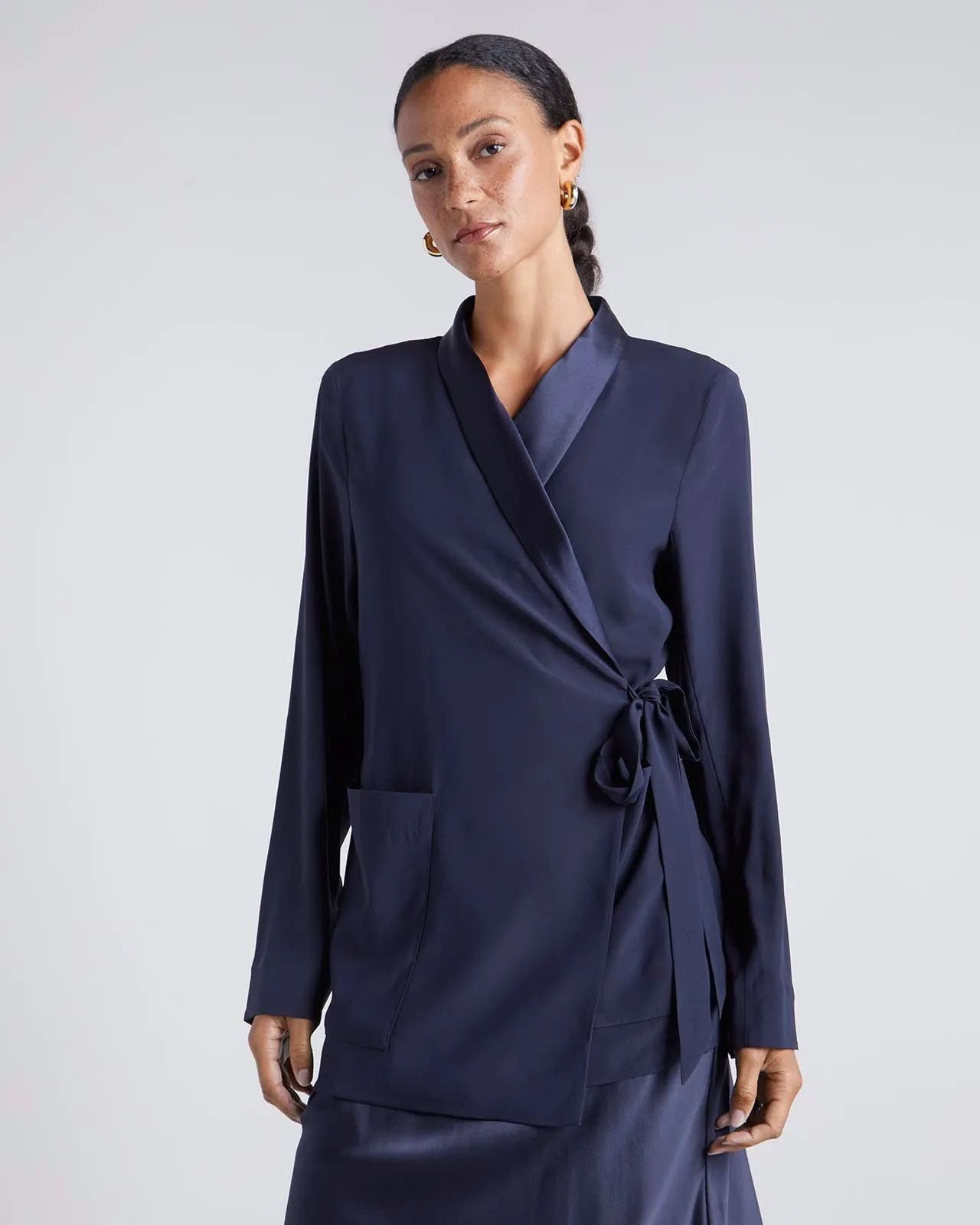 Kate Young x Splendid Silk Wrap Blazer