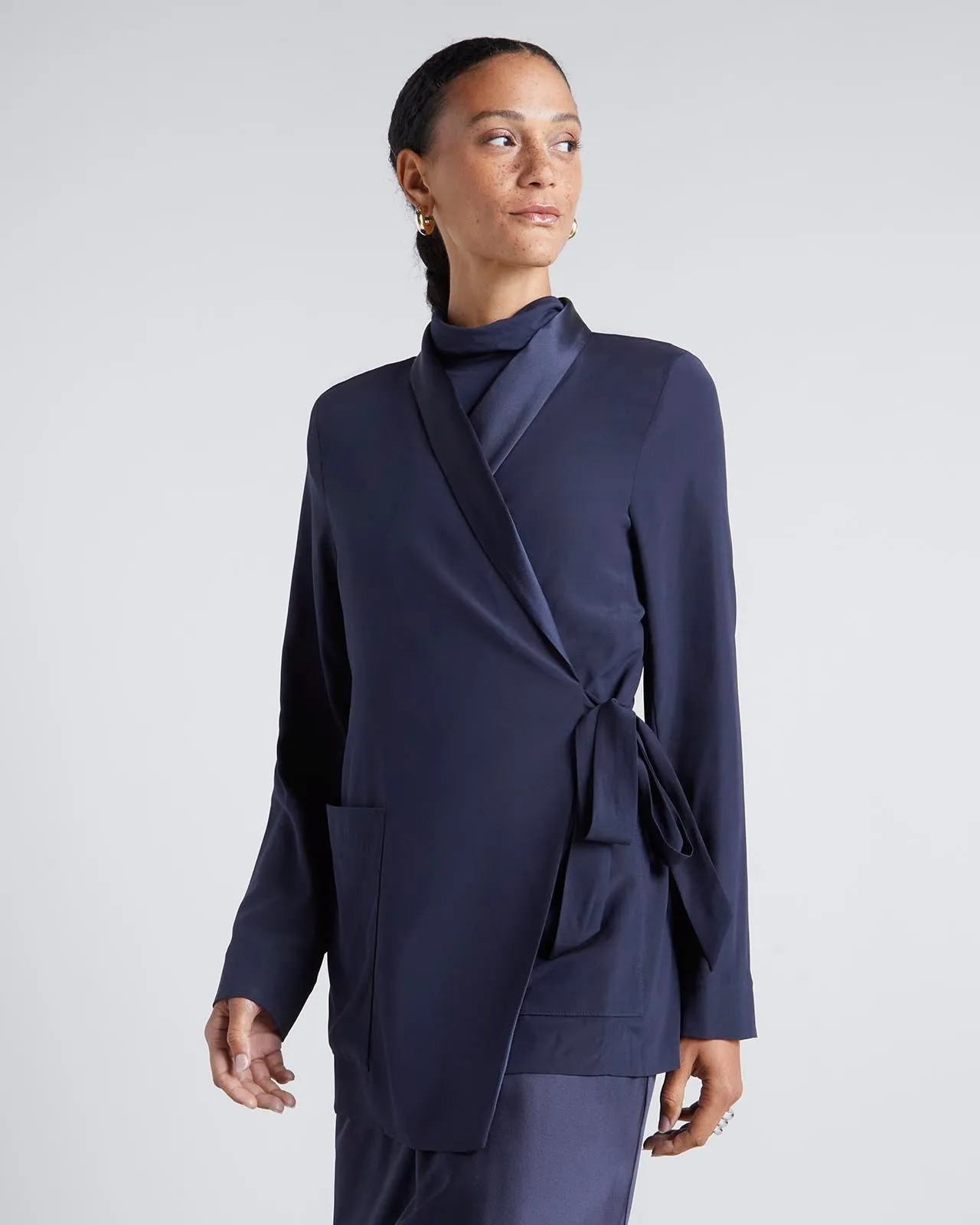 Kate Young x Splendid Silk Wrap Blazer