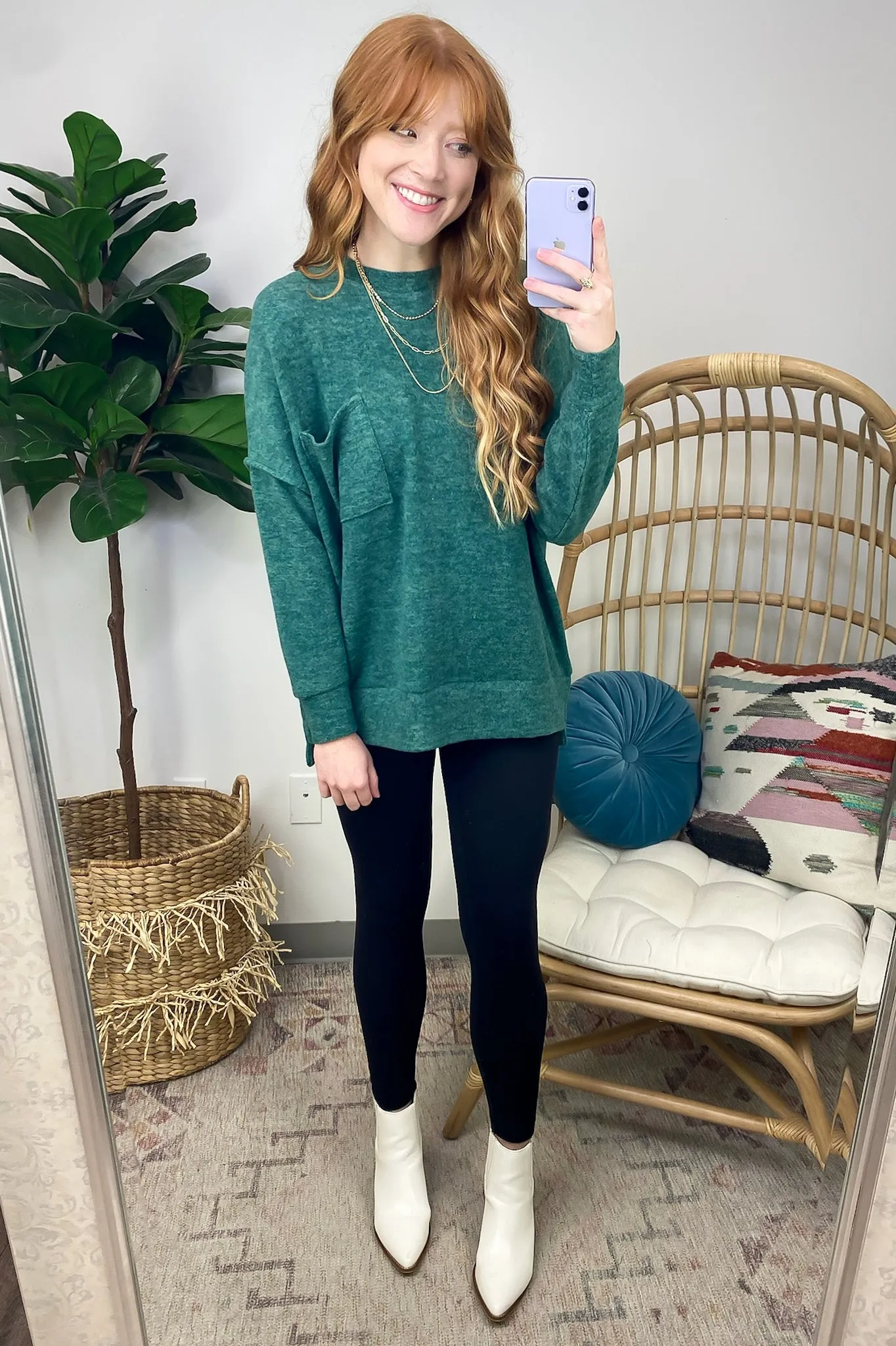 Kierah Brushed Melange Knit Pocket Sweater - FINAL SALE