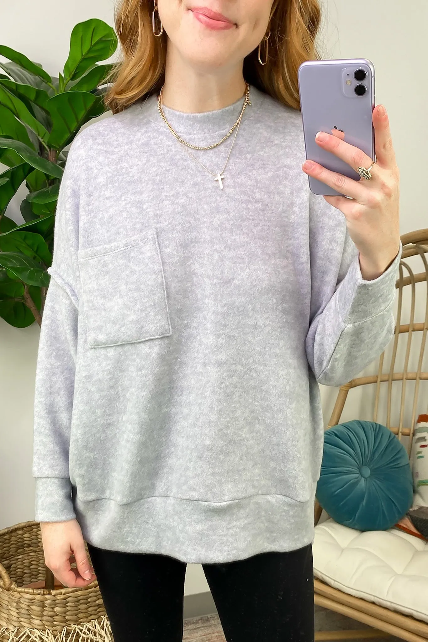 Kierah Brushed Melange Knit Pocket Sweater - FINAL SALE