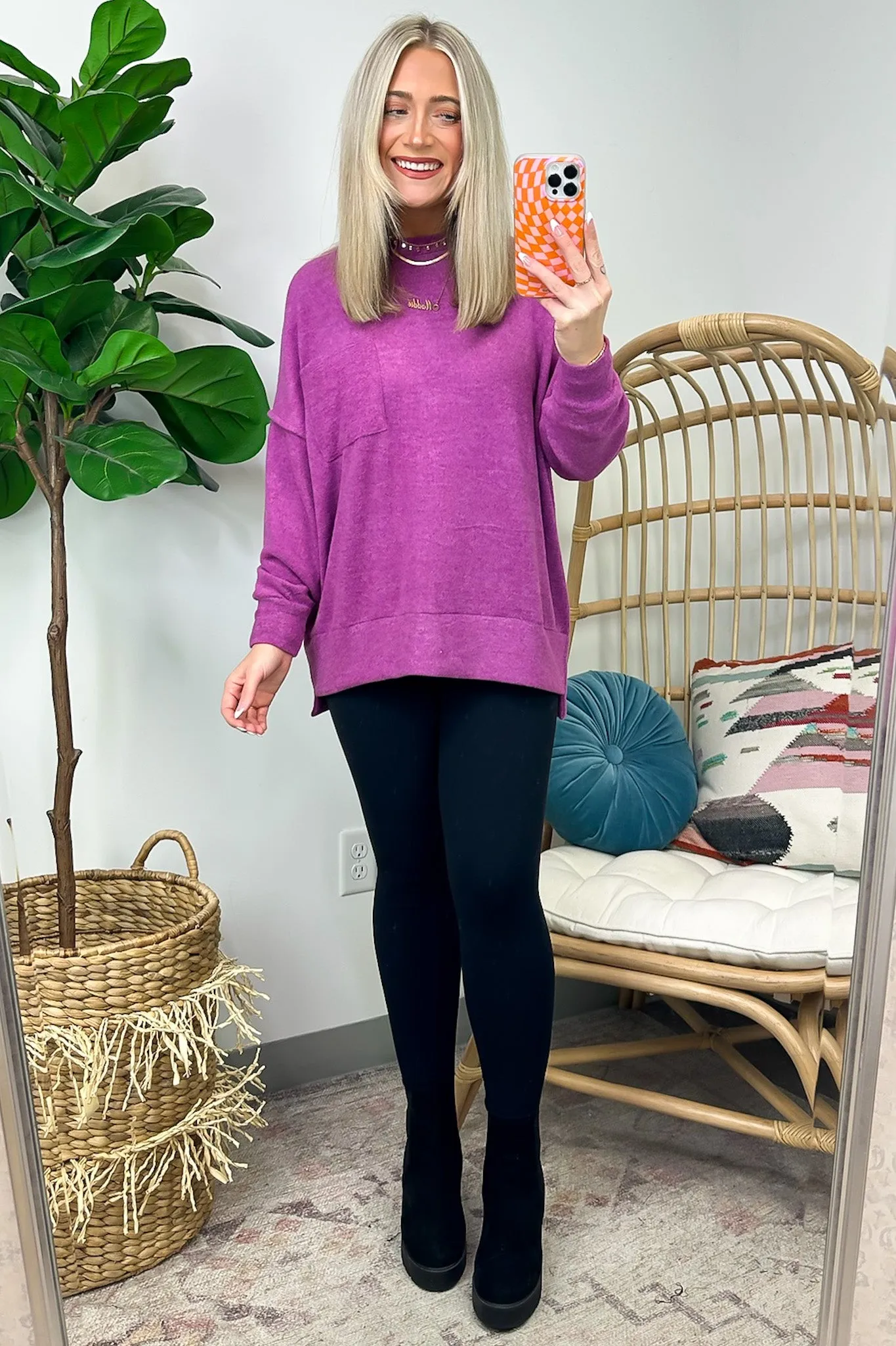 Kierah Brushed Melange Knit Pocket Sweater - FINAL SALE