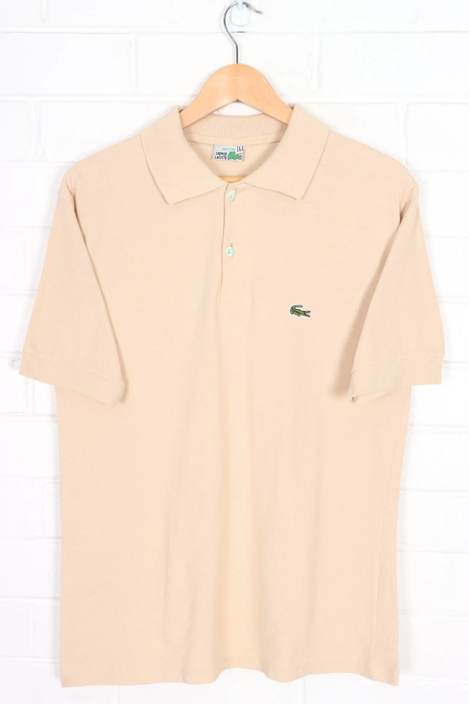 LACOSTE 'CHEMISE' Beige Classic Polo Shirt France Made (S-M)