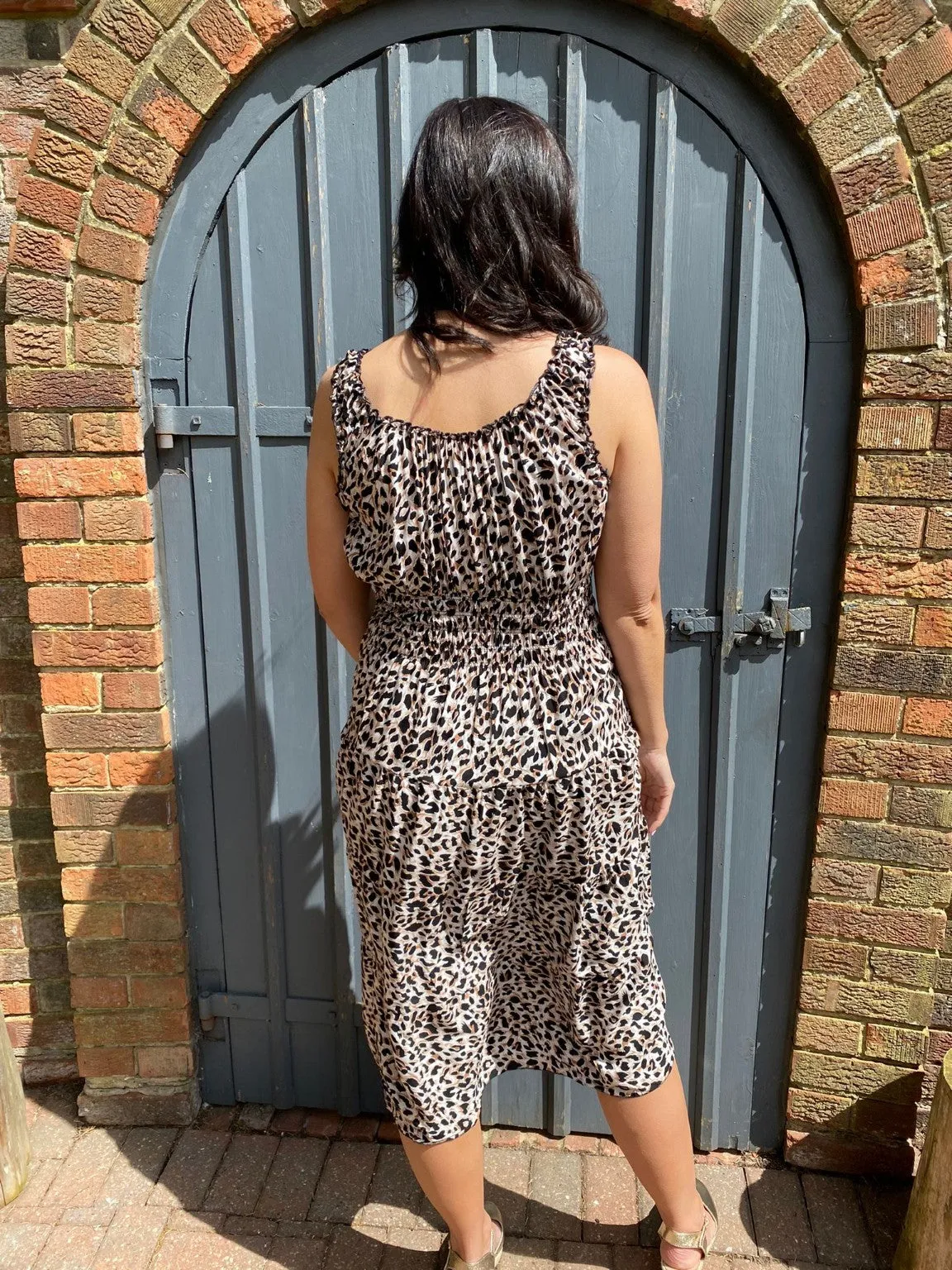 Leopard Button Midi Dress Toni