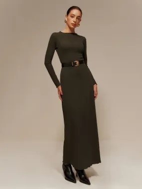 Lettuce Trim Sweater Long Dress Without Belt