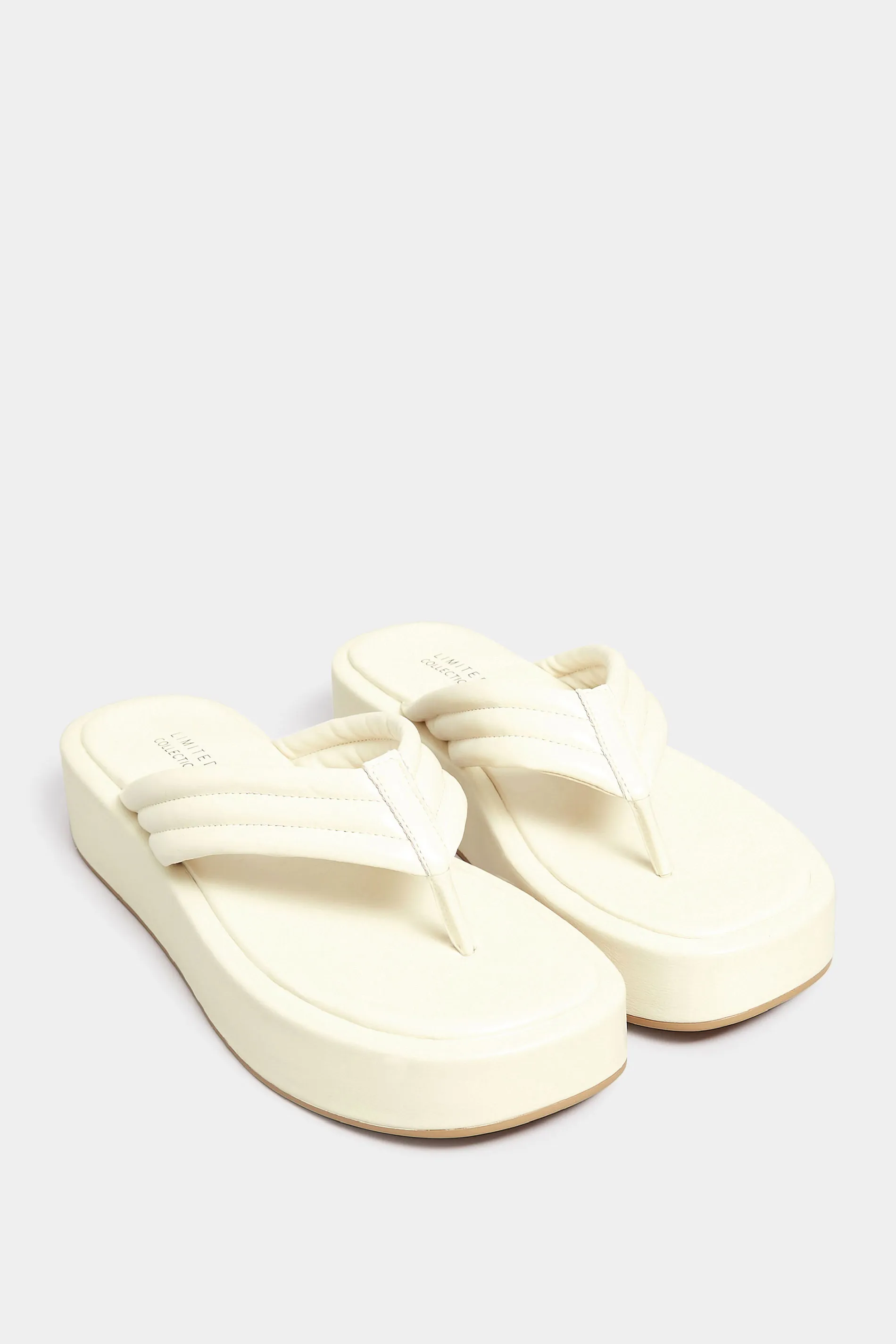 LIMITED COLLECTION White Flatform Flip Flops In Wide E Fit