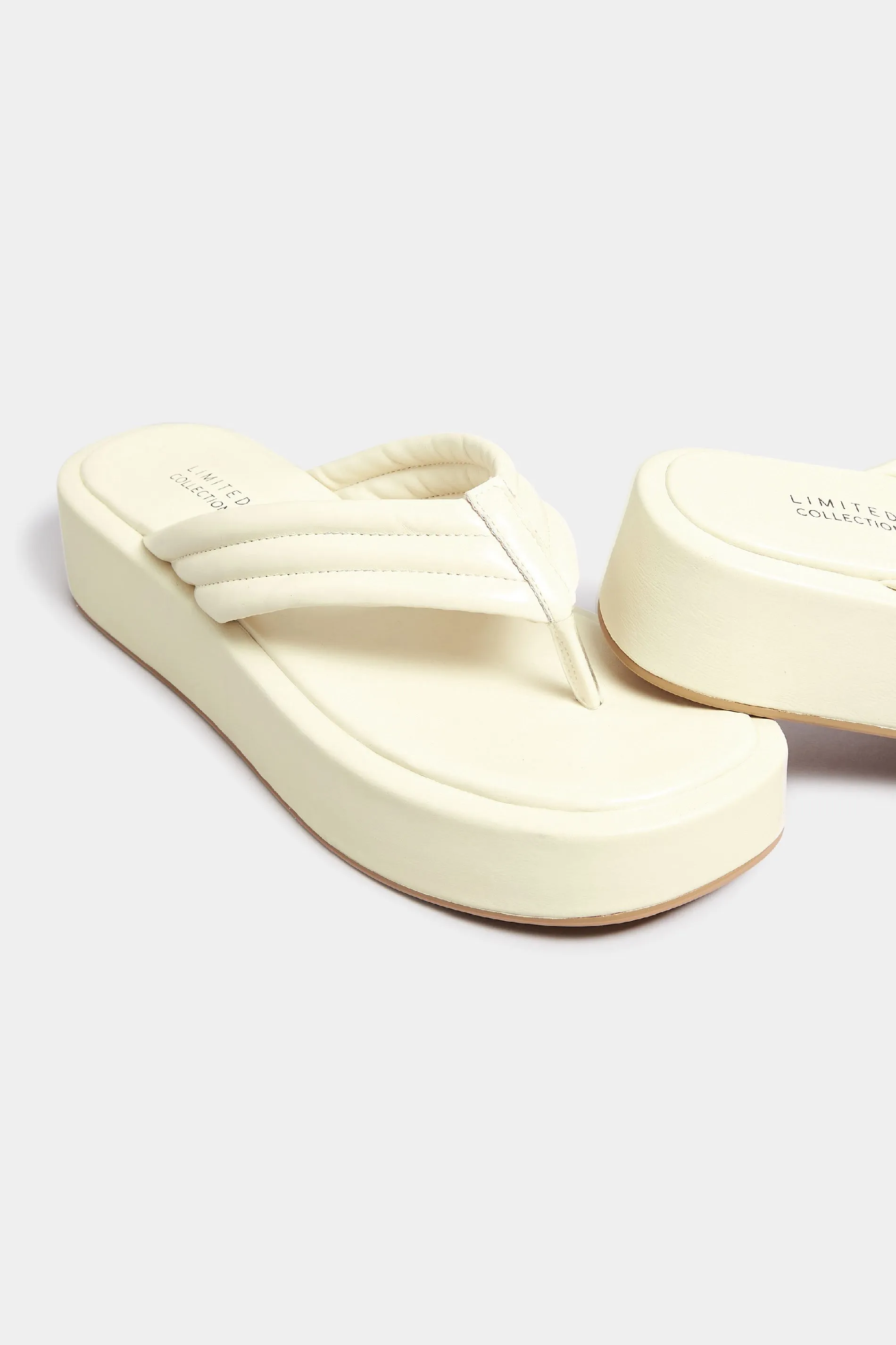 LIMITED COLLECTION White Flatform Flip Flops In Wide E Fit