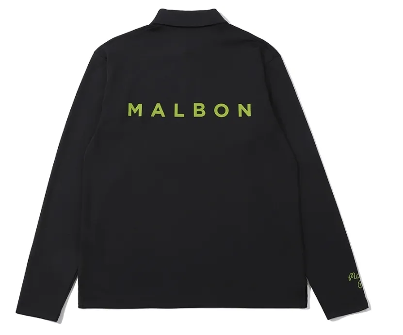 Malbon Golf  |Street Style Long Sleeves Plain Logo Polos