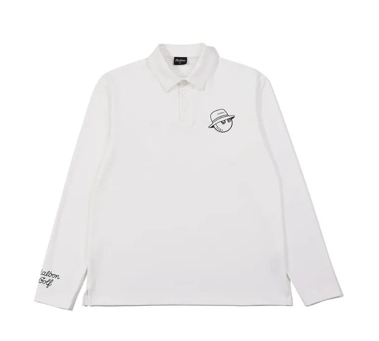 Malbon Golf  |Street Style Long Sleeves Plain Logo Polos