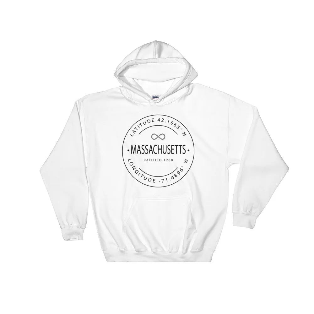 Massachusetts - Hooded Sweatshirt - Latitude & Longitude