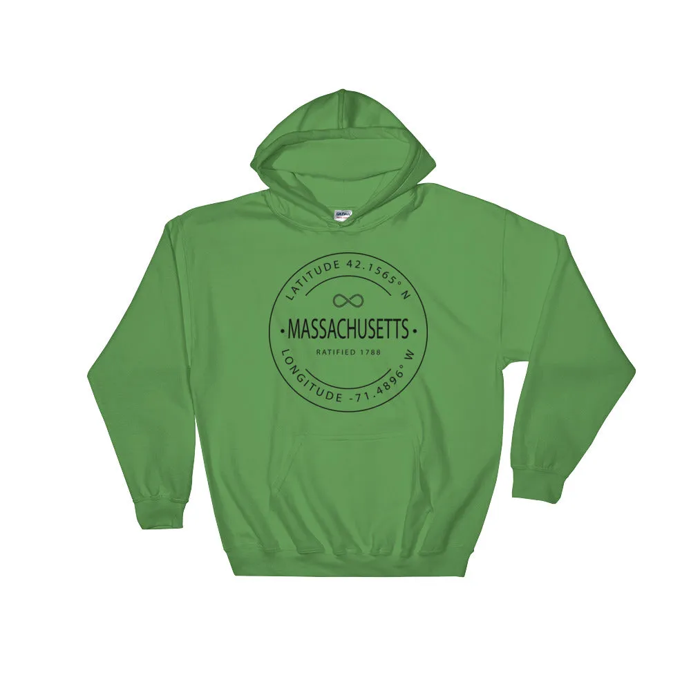 Massachusetts - Hooded Sweatshirt - Latitude & Longitude