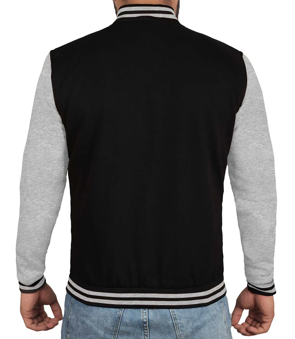 Men's Black and Grey Varsity Jacket