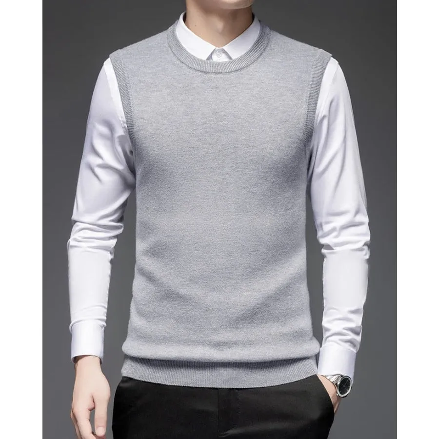 Men's Fashion Classic Style Thick Fleece Crew Neck Winter Warm Sweater