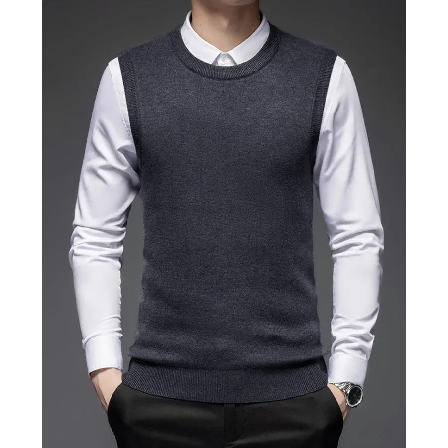 Men's Fashion Classic Style Thick Fleece Crew Neck Winter Warm Sweater