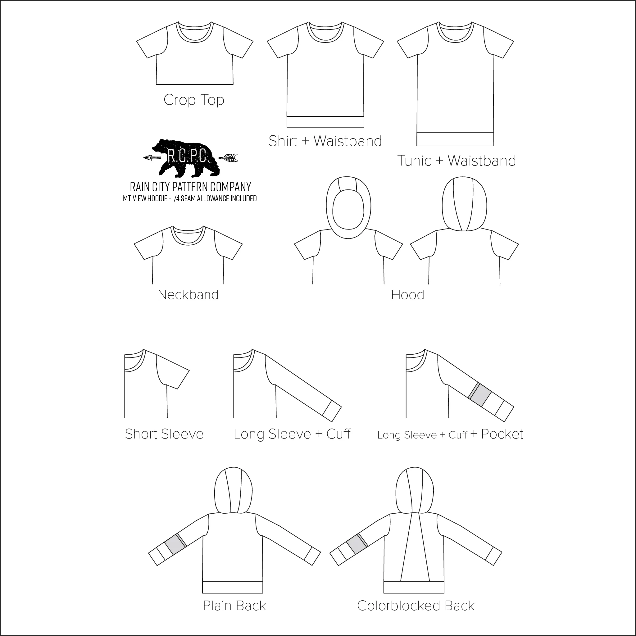 Mountain View Hoodie and Tee | Child Sizes 2T-14 | Beginner Level Sewing Pattern