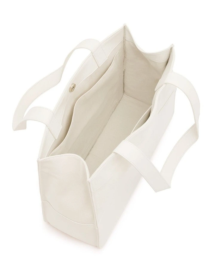 Nadia Leather Mix Tote Bag in Ivory