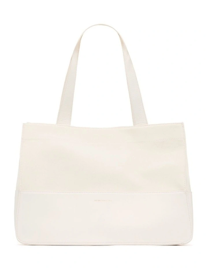 Nadia Leather Mix Tote Bag in Ivory