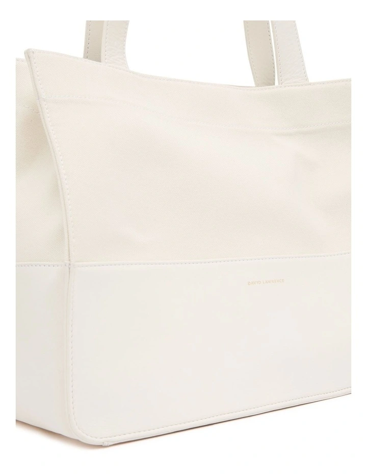 Nadia Leather Mix Tote Bag in Ivory