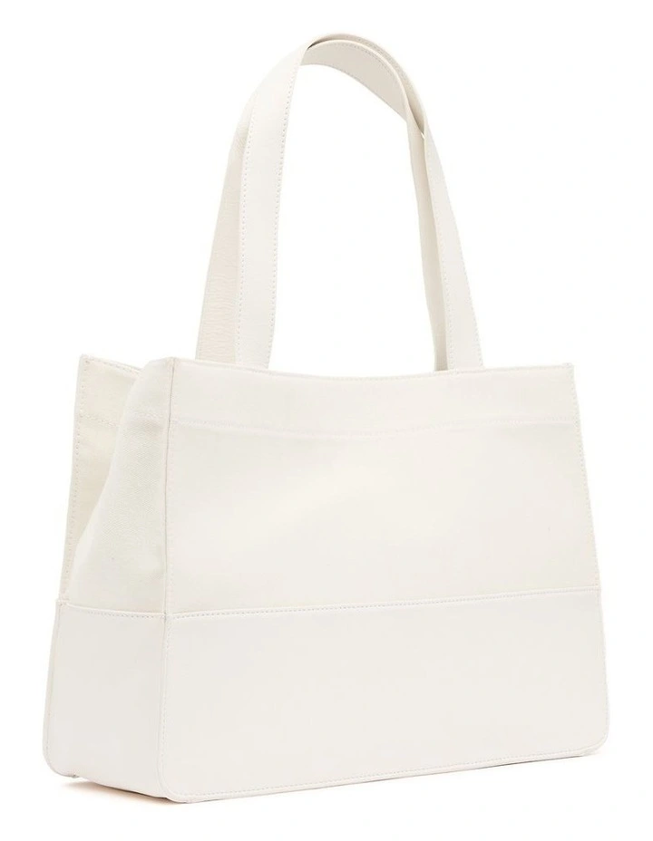 Nadia Leather Mix Tote Bag in Ivory