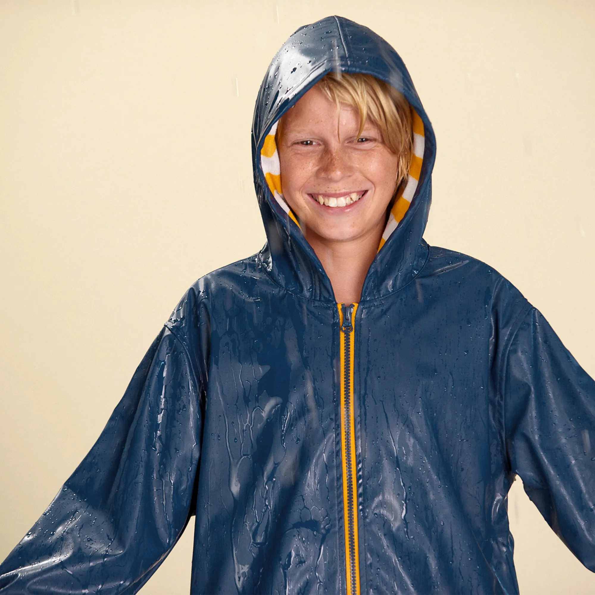 Navy Blue & Yellow Raincoat