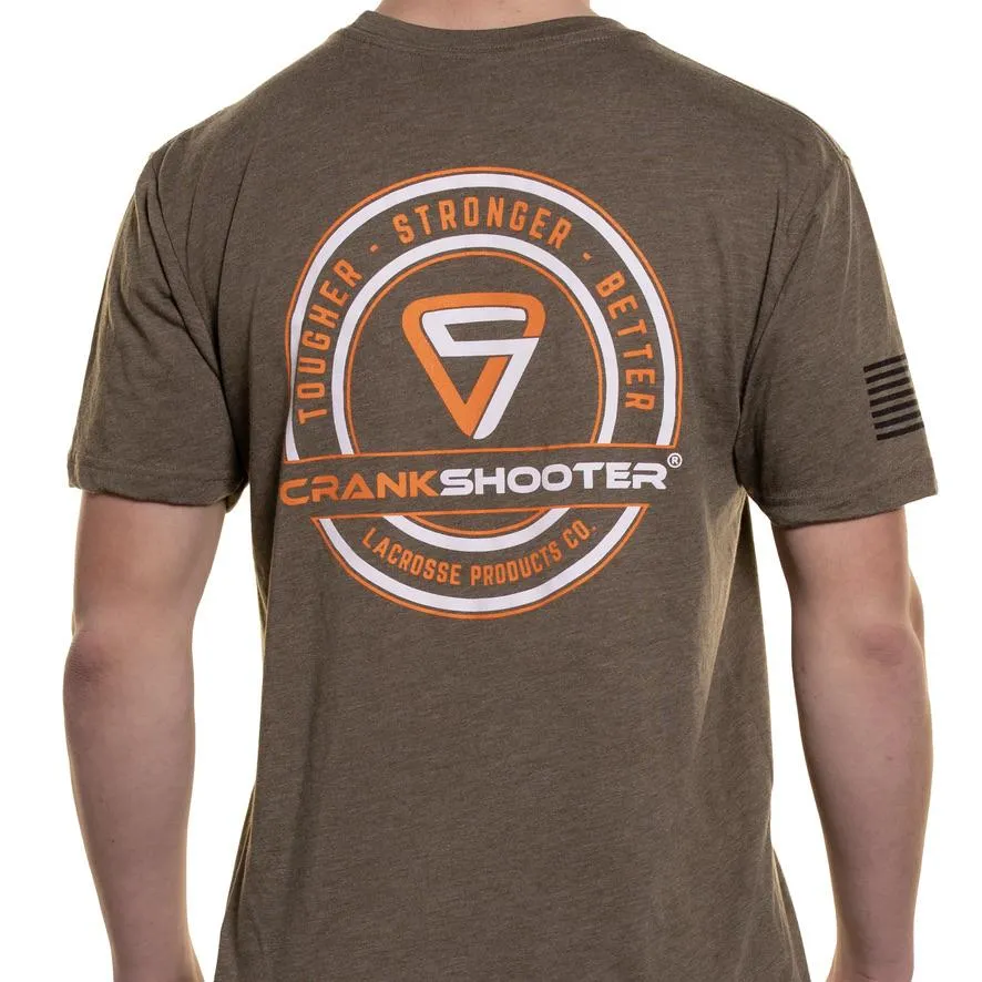 NEW! CrankShooter Lacrosse Products T Shirt, Green, Short Sleeve, Blend Material - Made in the USA - FREE SHIPPING