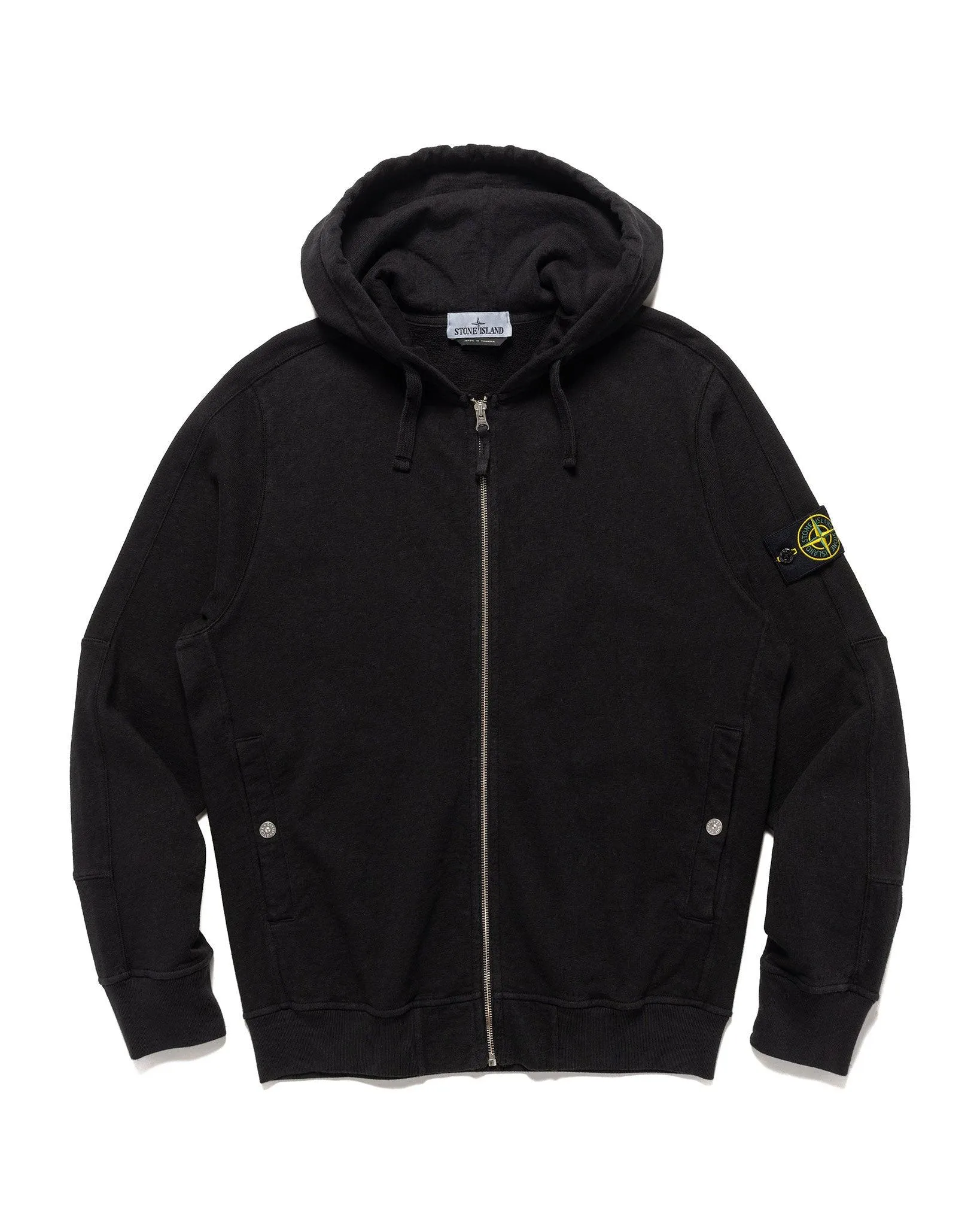 Old' Treatment Hooded Full Zipper Sweatshirt Black