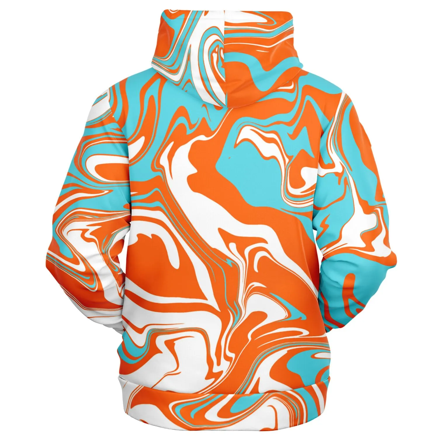 Orange Turquoise and White Oil Spill Zip-Up Hoodie